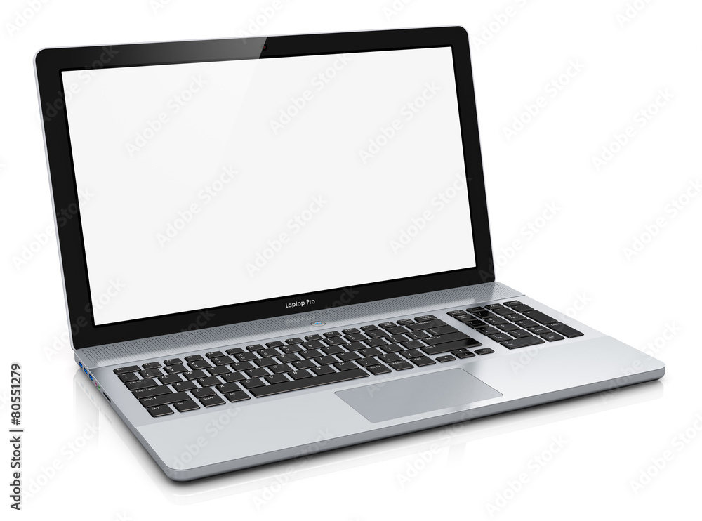 Metal laptop with blank screen Metal laptop with blank screen