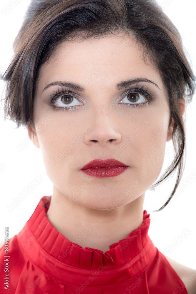 beautiful looking up serious caucasian woman portrait beautiful looking up serious caucasian woman portrait