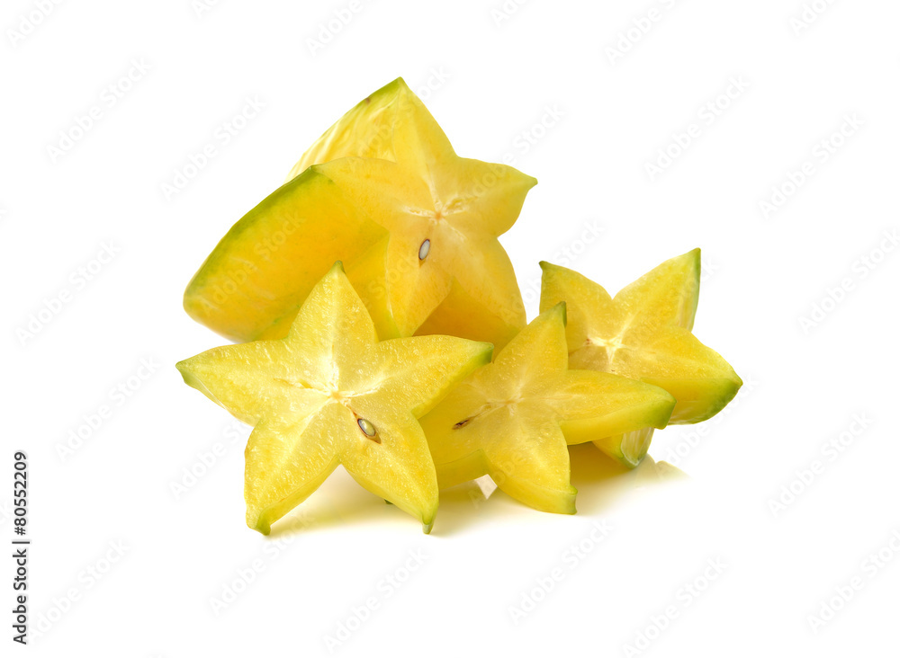 ripe star fruit on white background ripe star fruit on white background