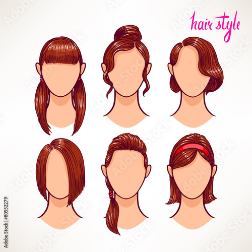 brunette. different hairstyles - 2