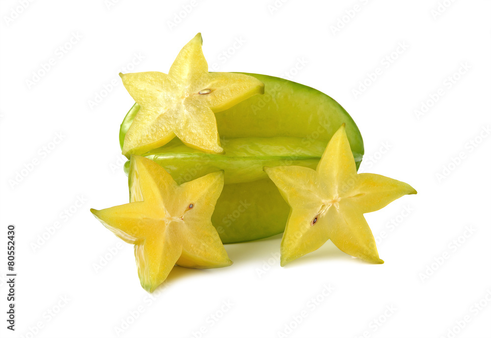 ripe star fruit on white background ripe star fruit on white background