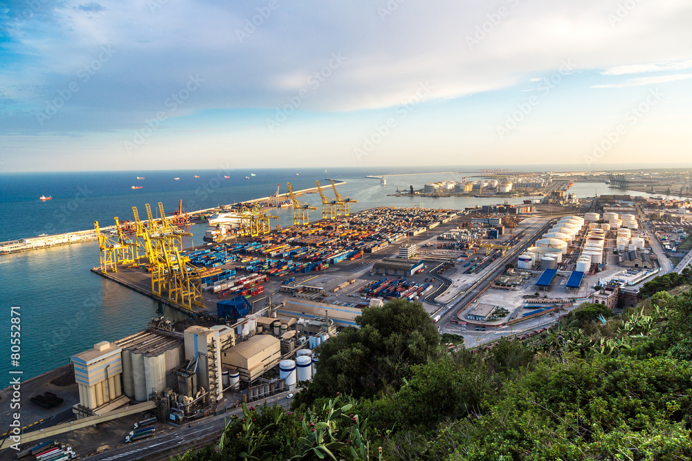 Panoramic view of the port in Barcelona