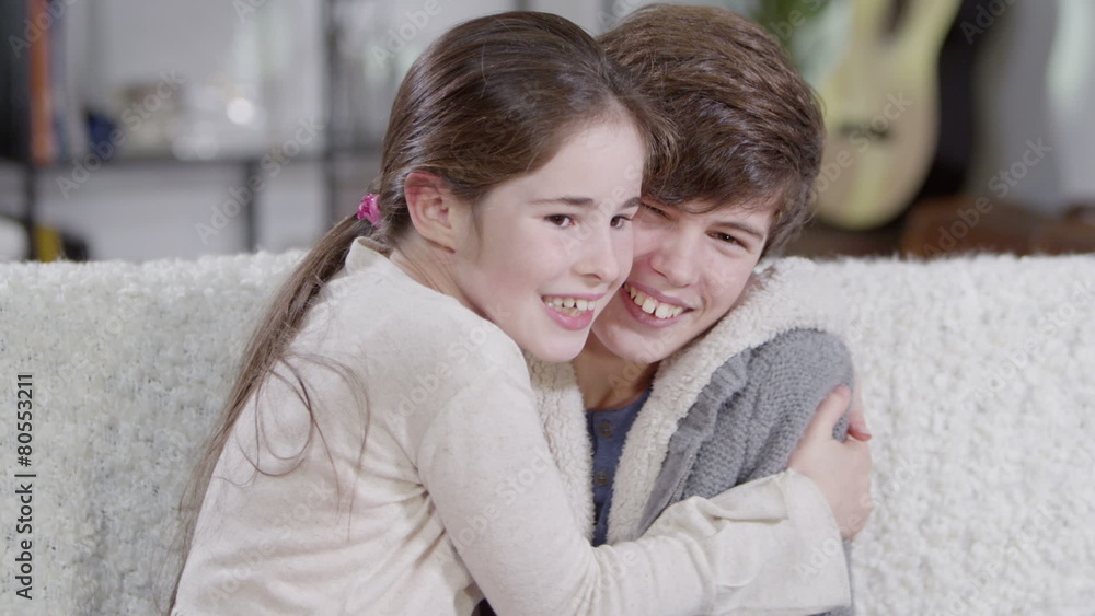 The closeness between a young brother and sister The closeness between a young brother and sister