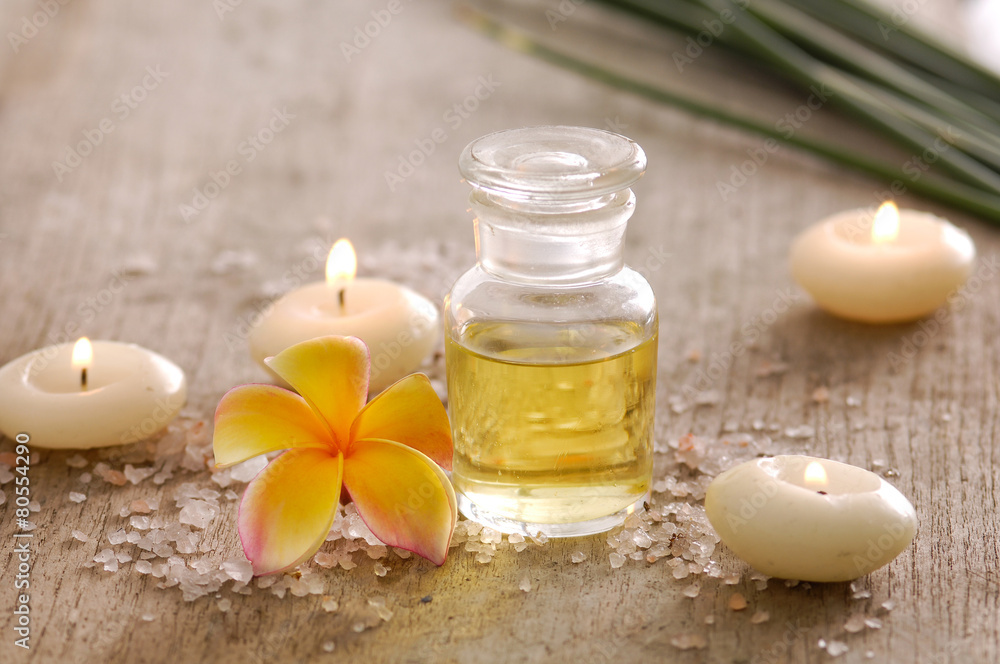 Tropical Spa set with candle ,oil, frangipani, salt Tropical Spa set with candle ,oil, frangipani, salt