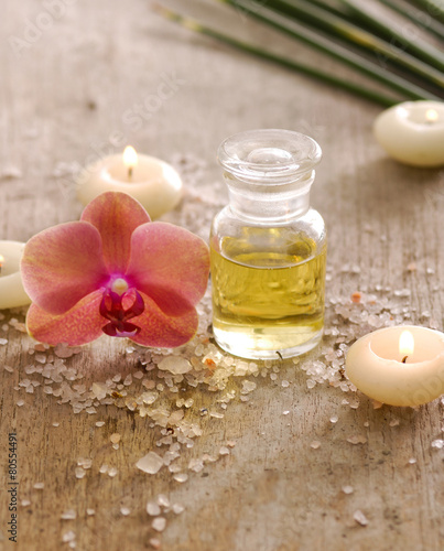 spa set with candle   orchid   candle and oil