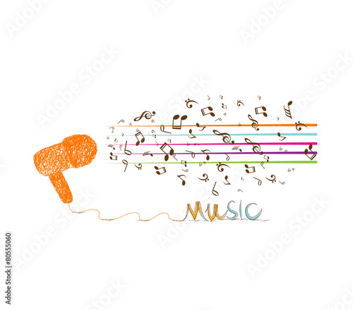 i love music doodle art with note