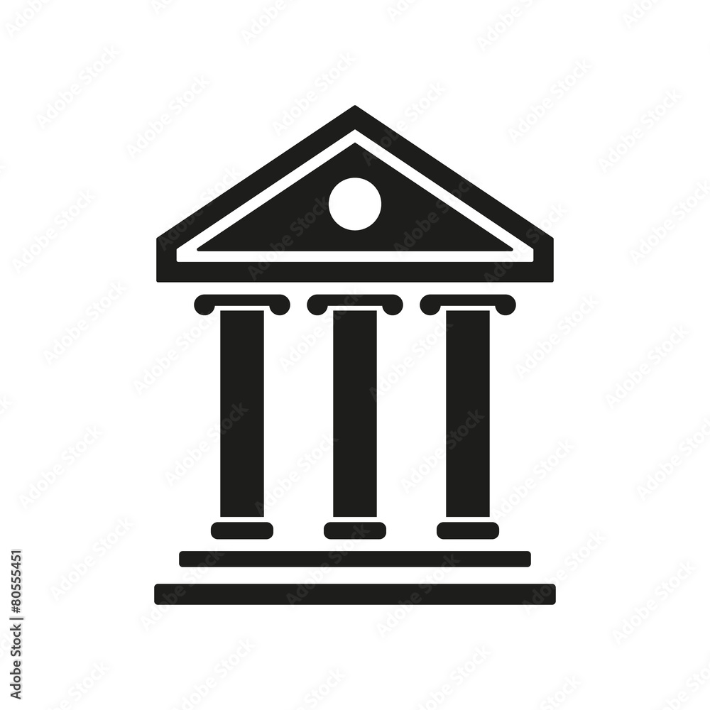 The bank icon. Building facade symbol. Flat The bank icon. Building facade symbol. Flat