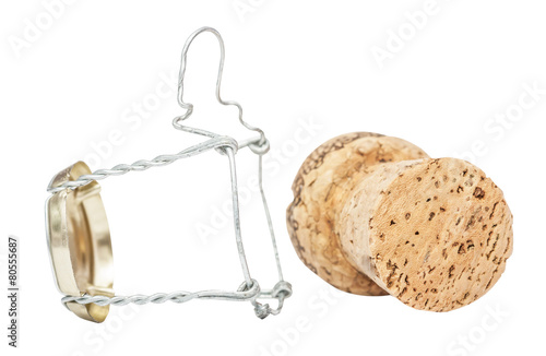 Cork from champagne bottle, isolated on the white background