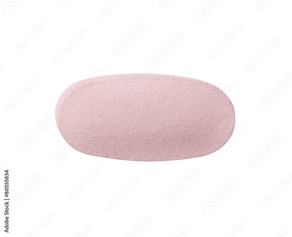 Macro red medical pill tablet isolated on white Macro red medical pill tablet isolated on white