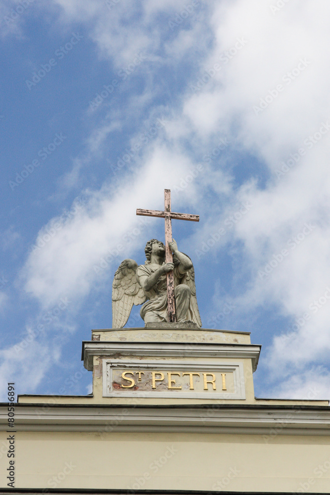 Stone Angel on the church in St. Peterburg