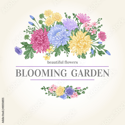 Card with a bouquet of flowers.