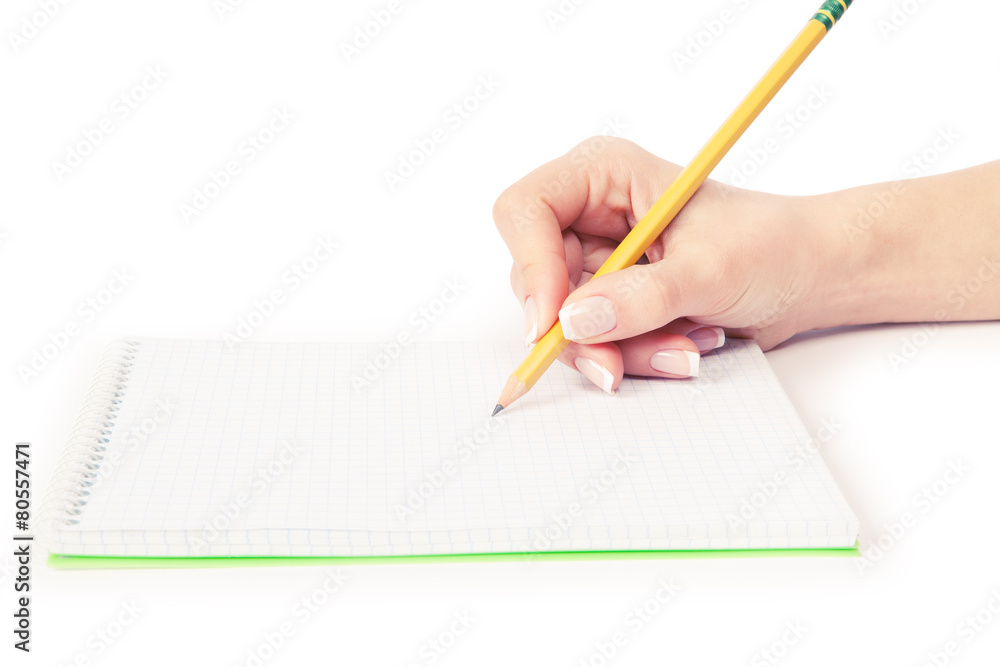 Pen in hand Isolated on white background Pen in hand Isolated on white background