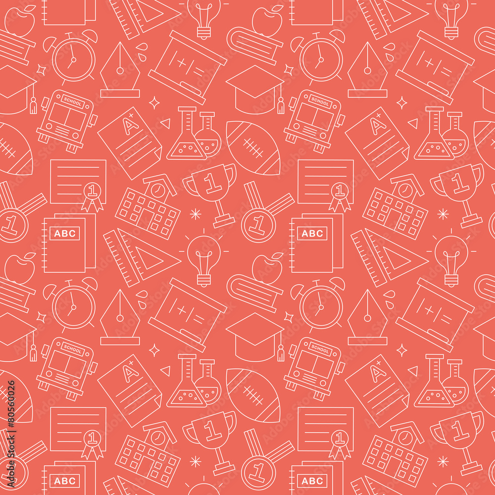 School line icon pattern set School line icon pattern set