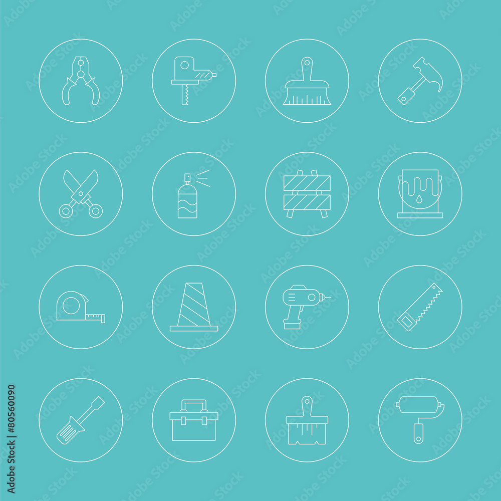 Tool line icon set Tool line icon set