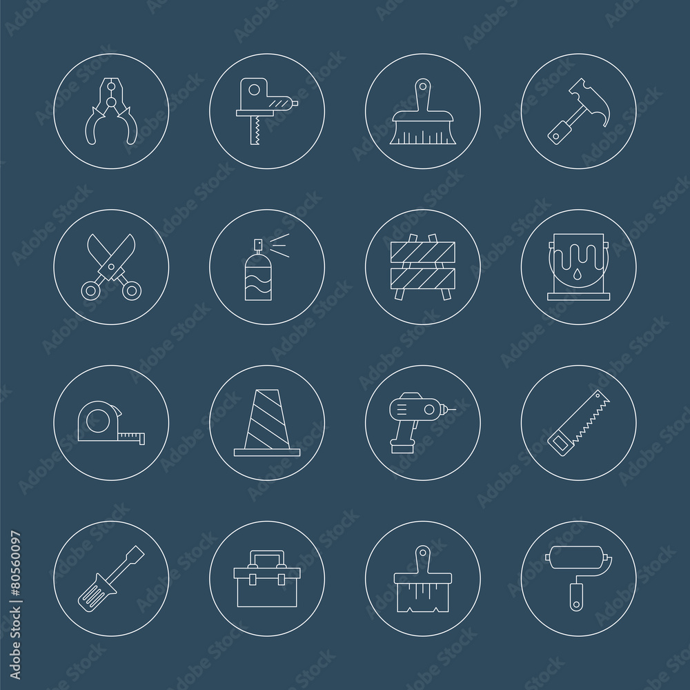 Tool line icon set Tool line icon set