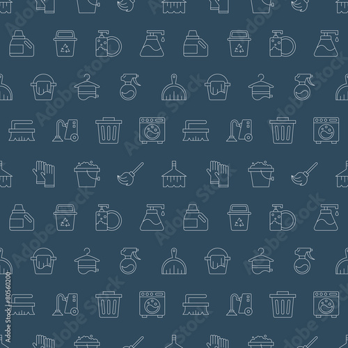cleaning line icon pattern set