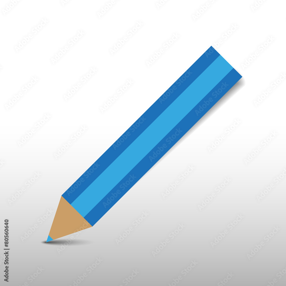 blue pencil on gray background - obrazy, fototapety, plakaty 