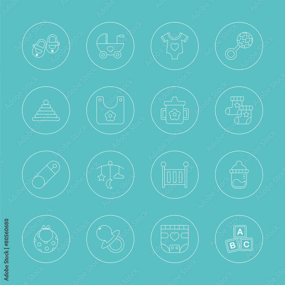 Baby line icon set Baby line icon set