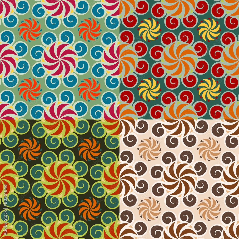 Set of colorful seamless designs
