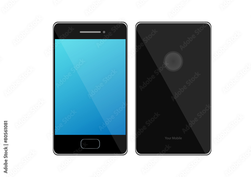 mobile phone blue screen isolated on white background mobile phone blue screen isolated on white background