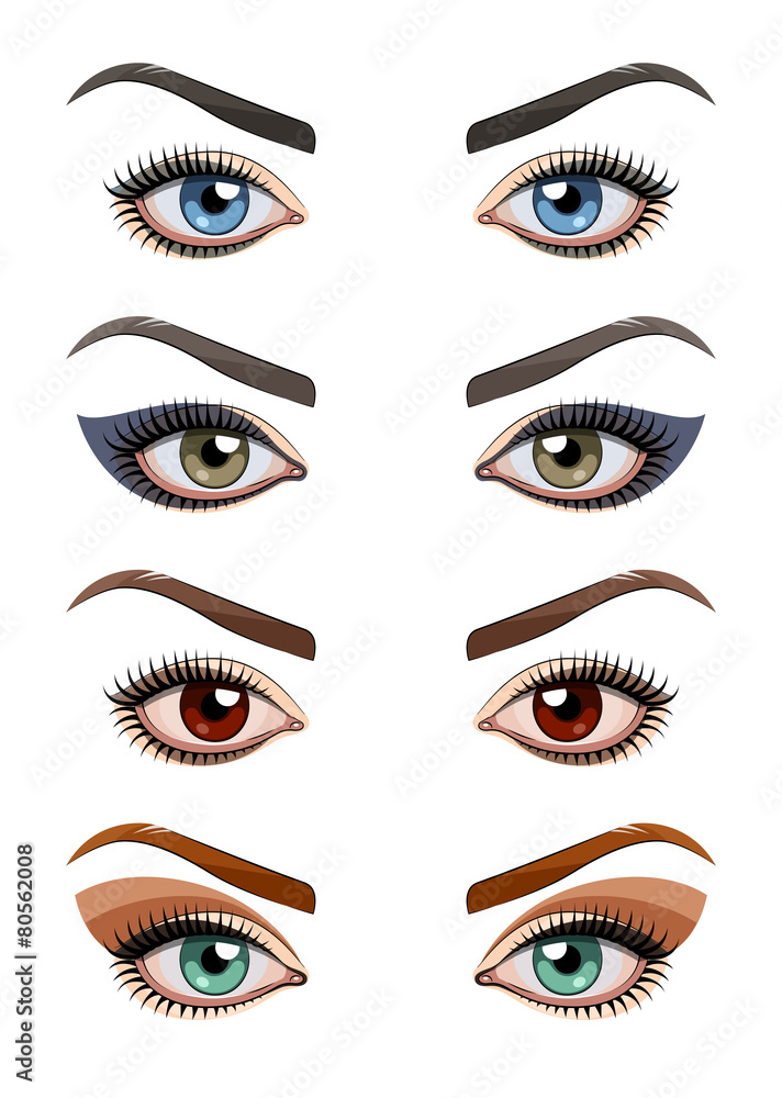 Womans eyes with make-up. Eps10 vector illustration. Isolated