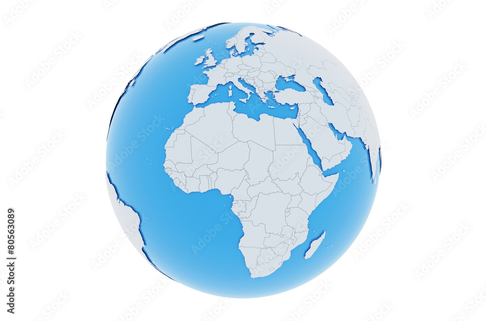 Erde Europa Afrika Länder - hellgrau blau