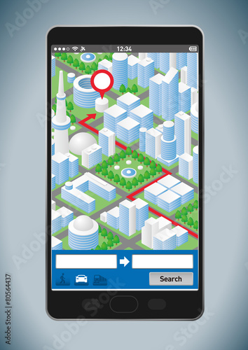 Illustration of smartphone navigation app