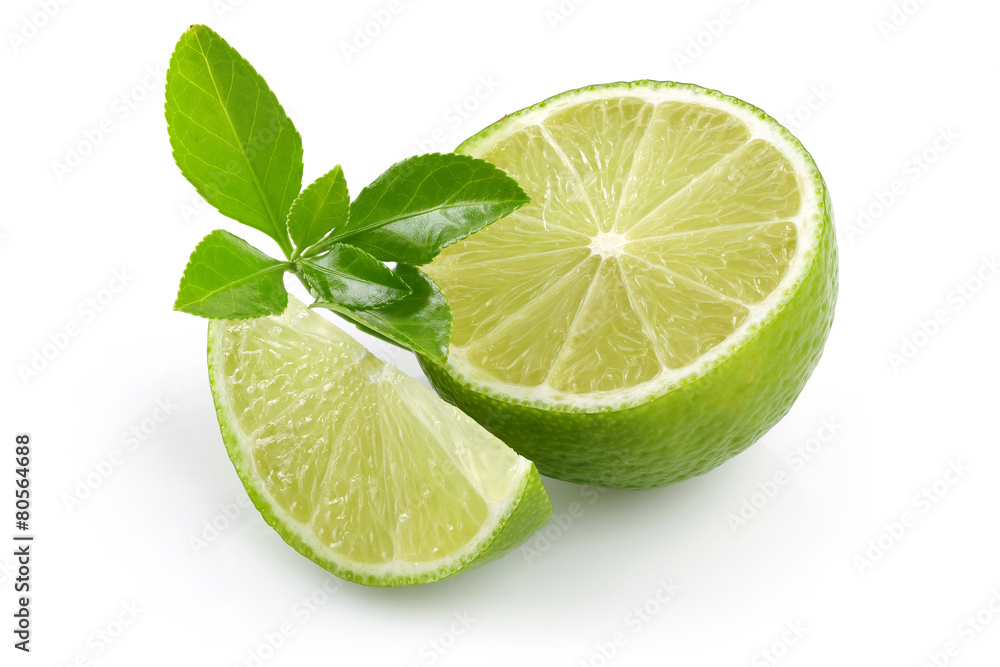 Half Lime, slice lime and leaves Half Lime, slice lime and leaves