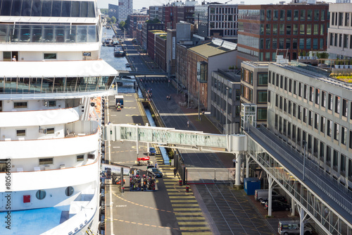 Cruise ship docked at Passenger Terminal Amsterdam