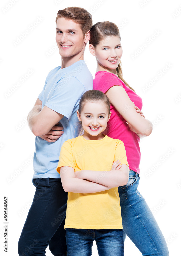 Happy attractive family with daughter.