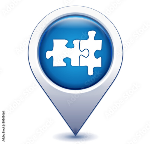 puzzle sur marqueur géolocalisation bleu