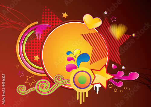 Abstract  funky background in warm colors  vector illustration