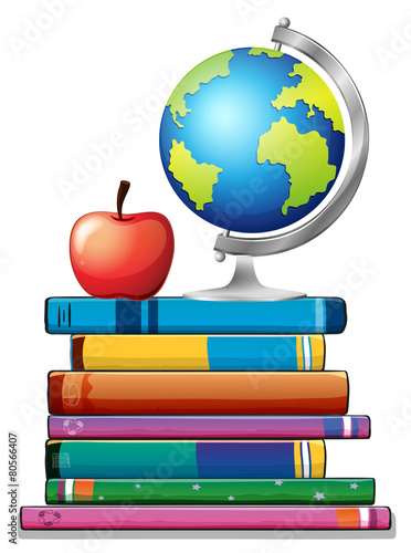 Books and globe