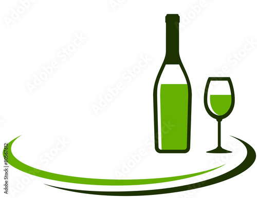 background with white wine bottle and glass
