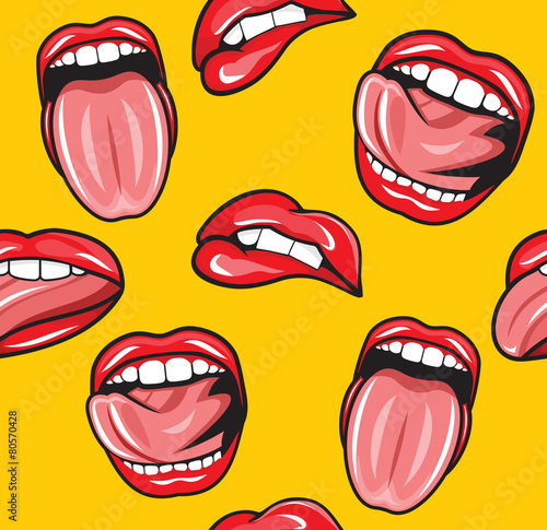 lips with tongue seamless vector pattern