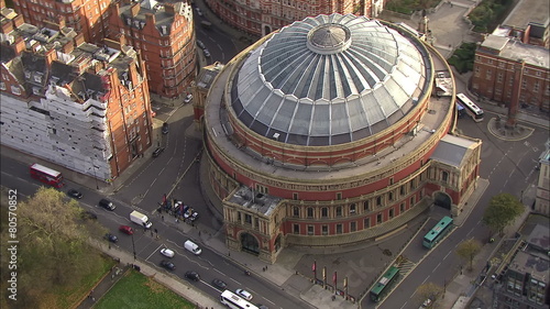 Aerial view of London's Royal Albert Hall and the surrounding area