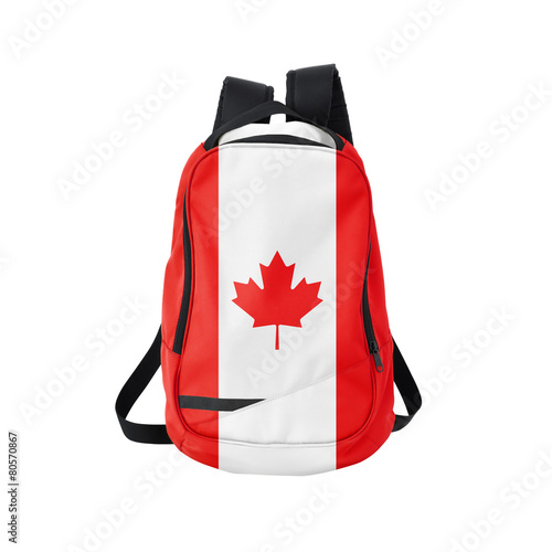 Canada flag backpack isolated on white