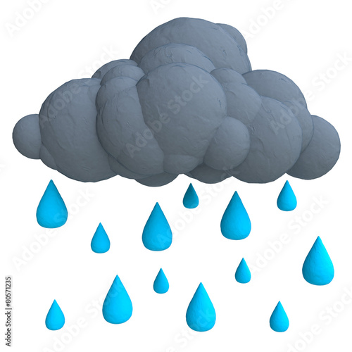 Cartoon rain cloud from plasticine or clay.