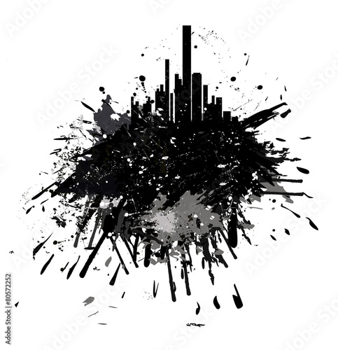 Grunge city skyscrapers