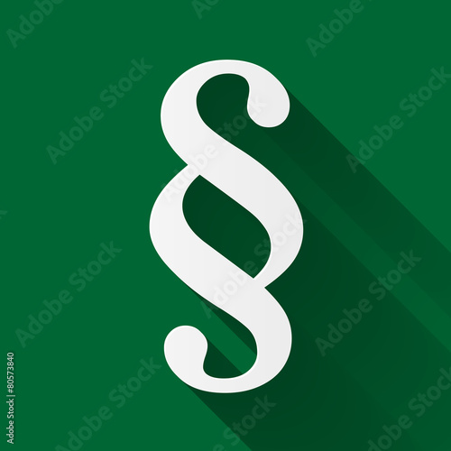 Law icon with a long shadow on green background