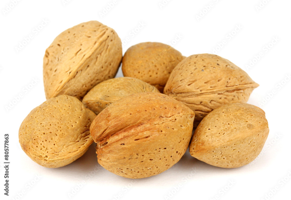 inshell almonds isolated on white background inshell almonds isolated on white background