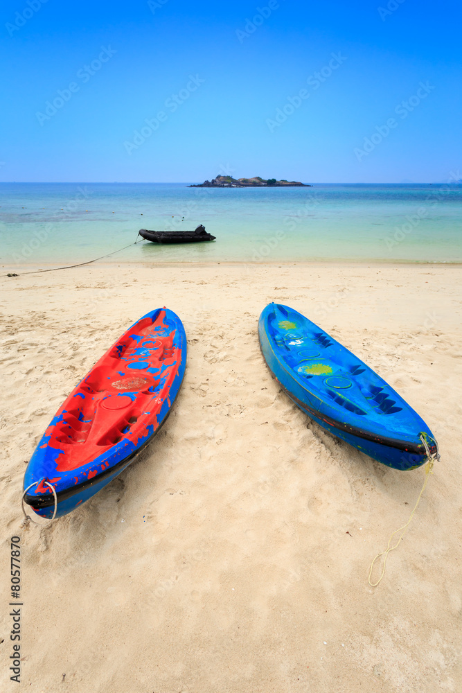 Colorful canoe on beach landscape in Thailand Colorful canoe on beach landscape in Thailand