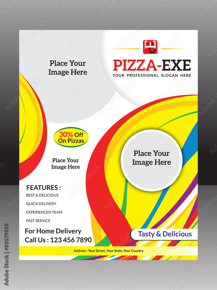 abstract colorful pizza flyer