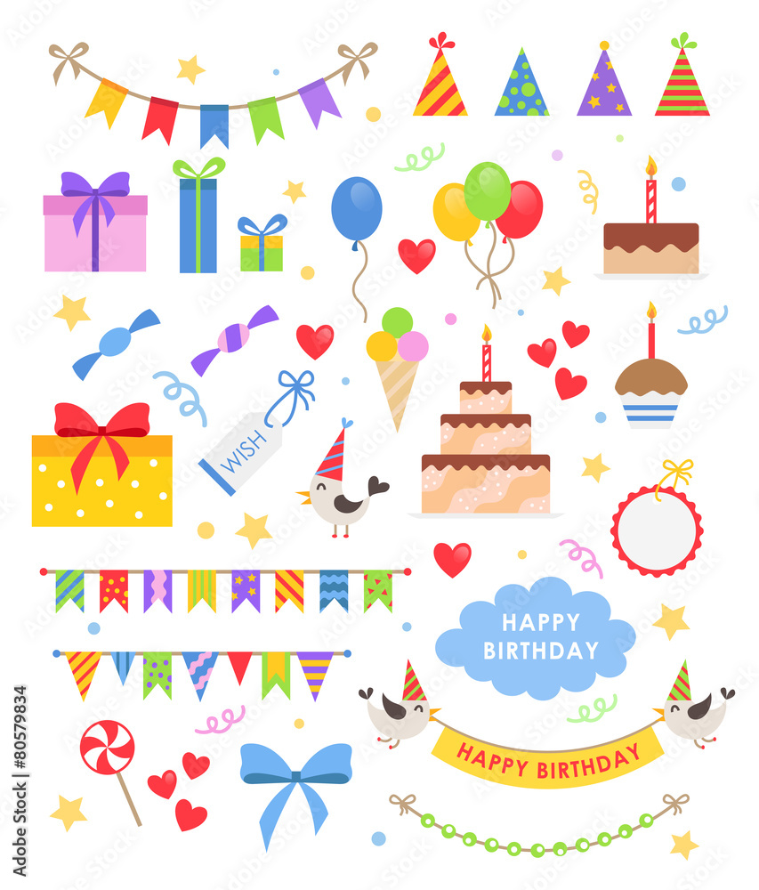 Birthday party vector set Birthday party vector set