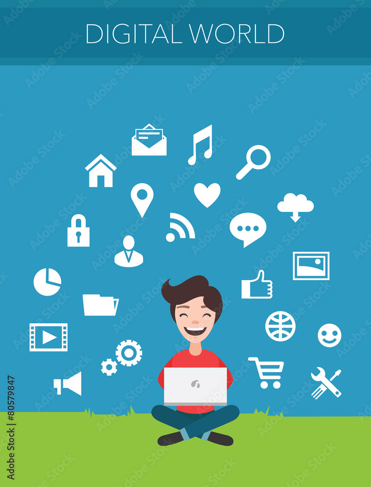 Computers and communication concept vector Computers and communication concept vector