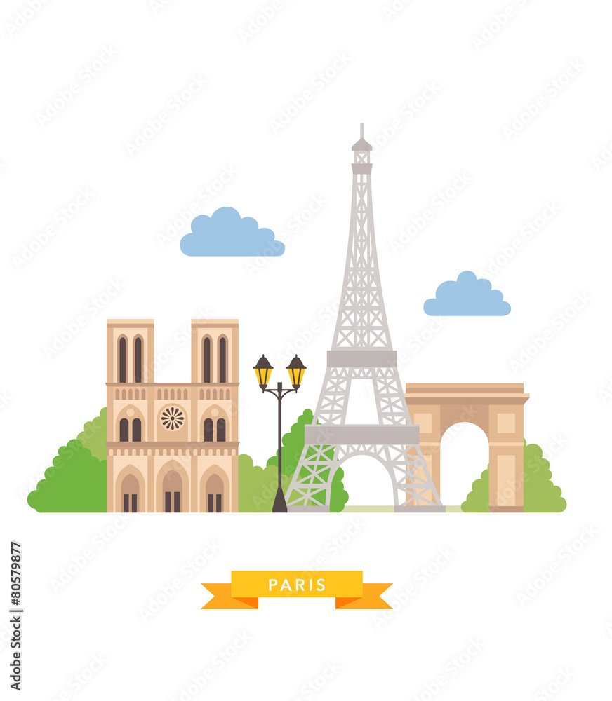 Paris flat background vector