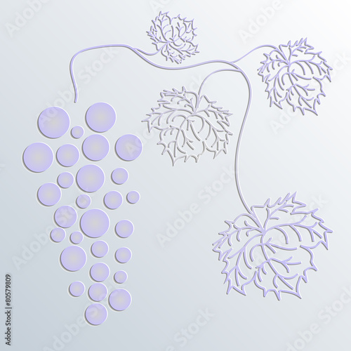 grapes with leaves cutted from white paper