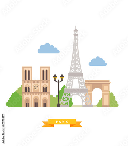 Paris flat background vector