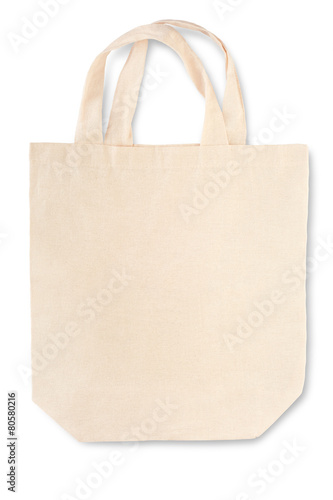 Fabric canvas bag with soft shadow on white, clipping path