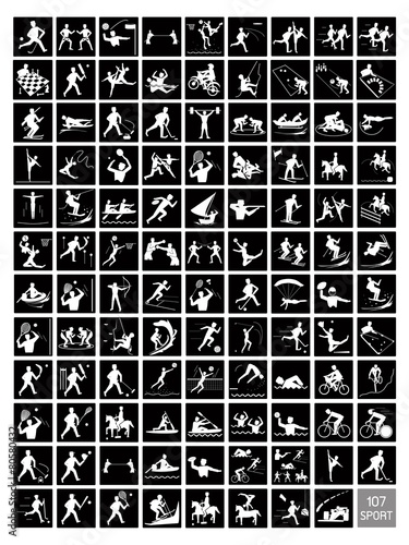 A Set of Black and White Sport Icons